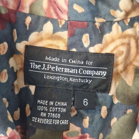 J Peterman  floral cotton fit and flare sleeveless midi dress size 6 - Picture 6 of 6